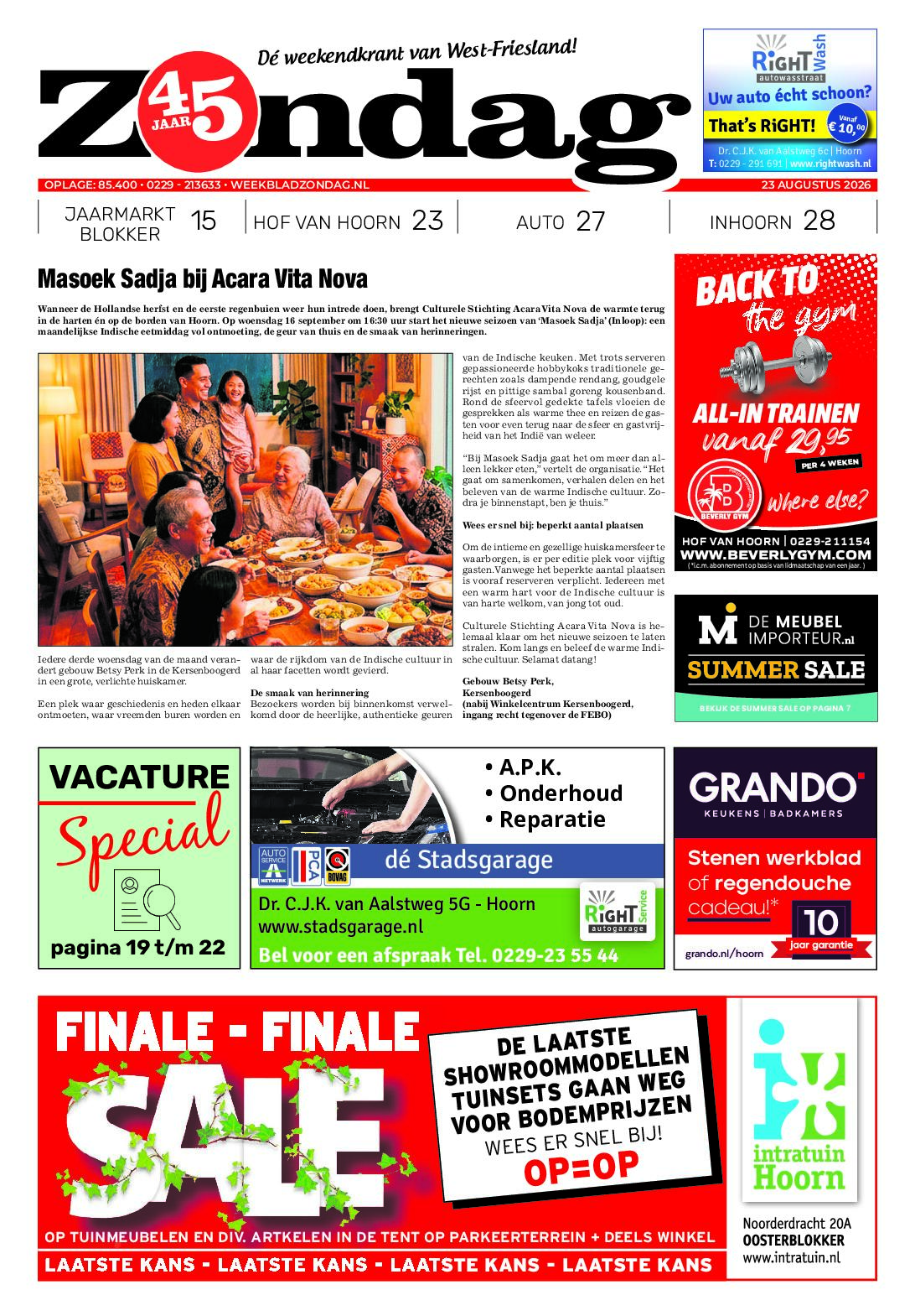 Voorpagina Lezen 23 augustus 32 pagina's