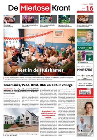 Voorpagina Mierlose krant 16-04-2026