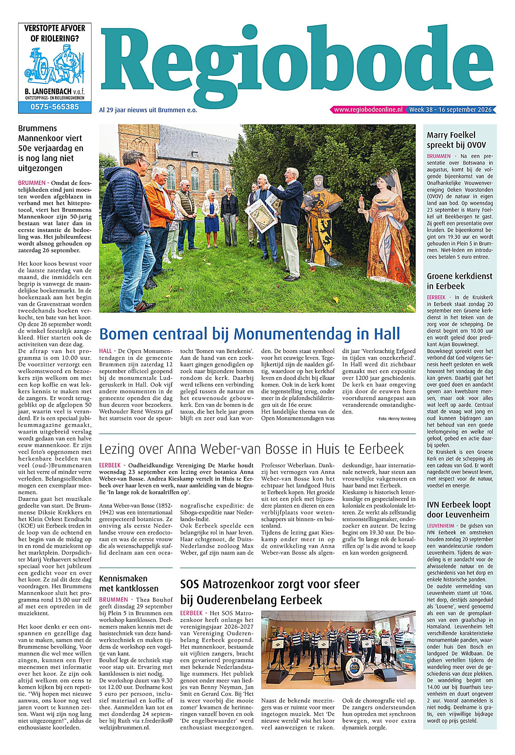 Voorpagina 16 september 2026 Week 38