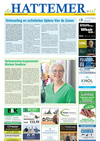 Voorpagina De Hattemer, 26 augustus 2026
