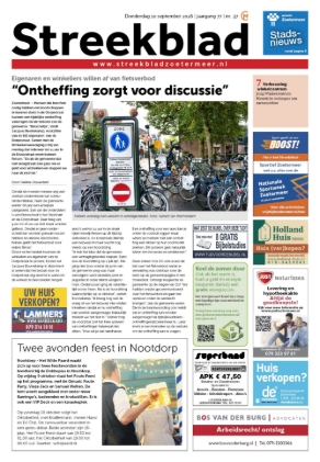 Voorpagina Streekblad 10 september
