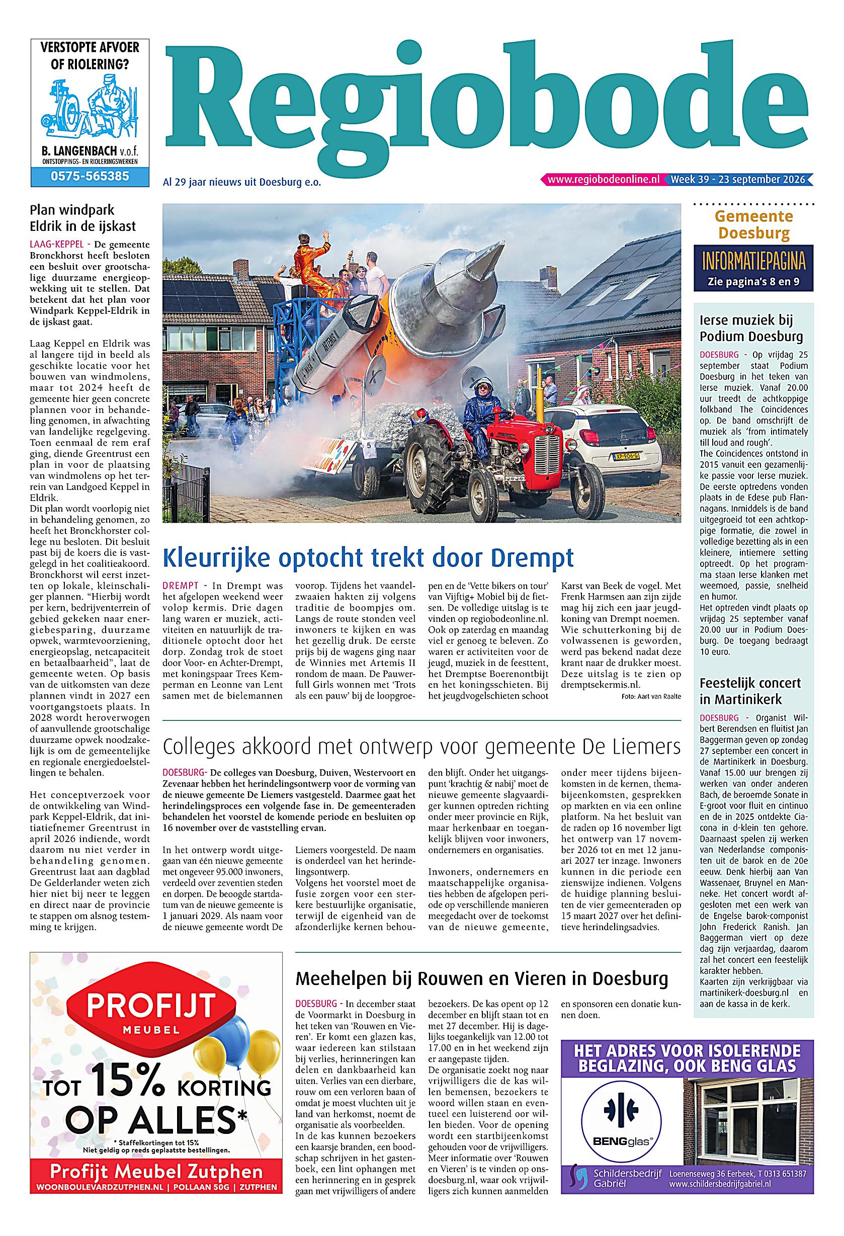 Voorpagina 23 september 2026 Week 39