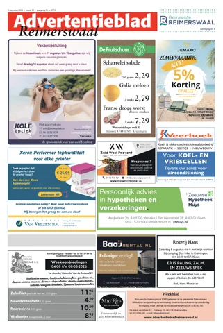 Voorpagina Advertentieblad Reimerswaal week 32-2026