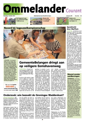 Voorpagina Ommelander Courant 5 oktober