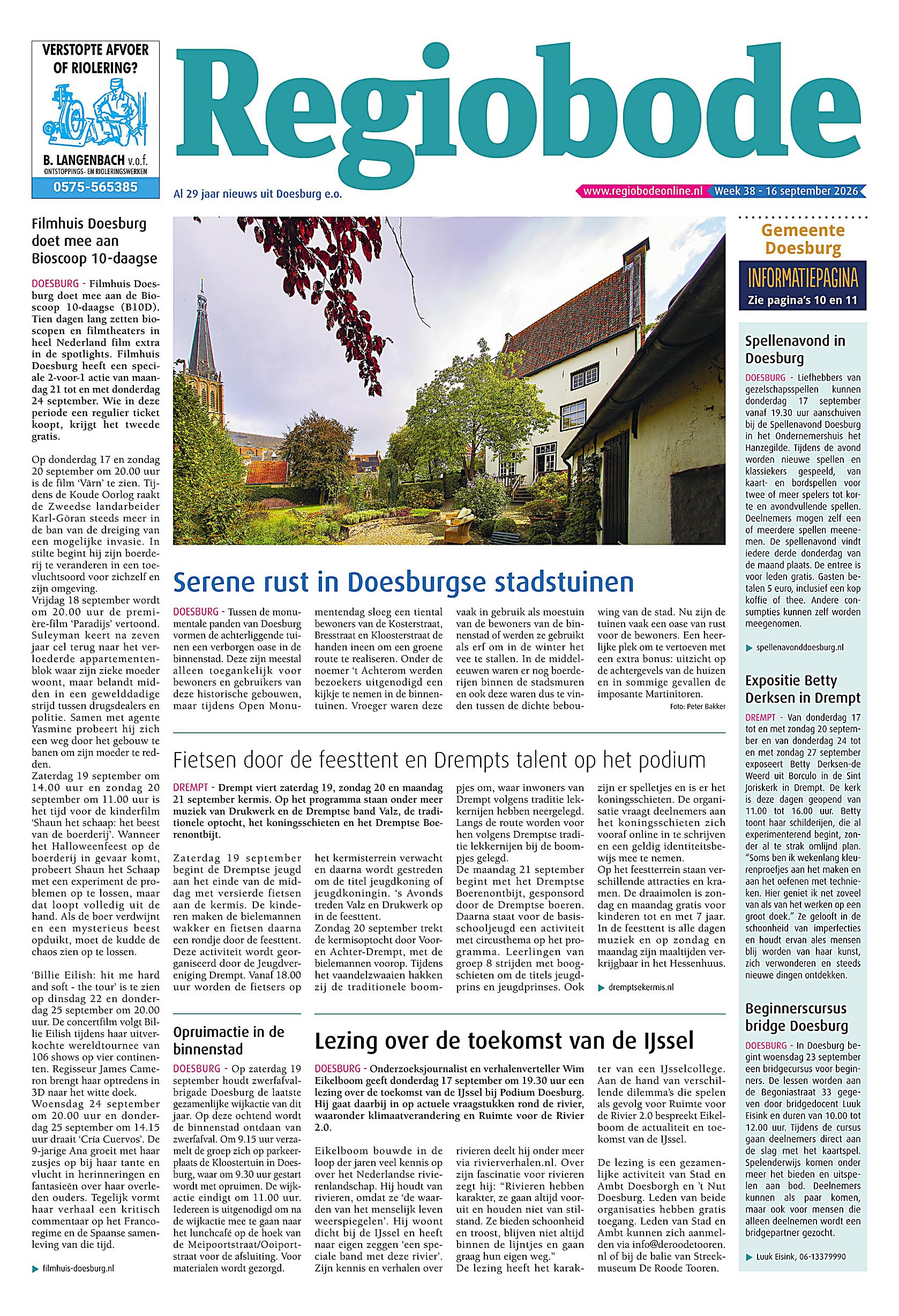 Voorpagina 16 september 2026 Week 38
