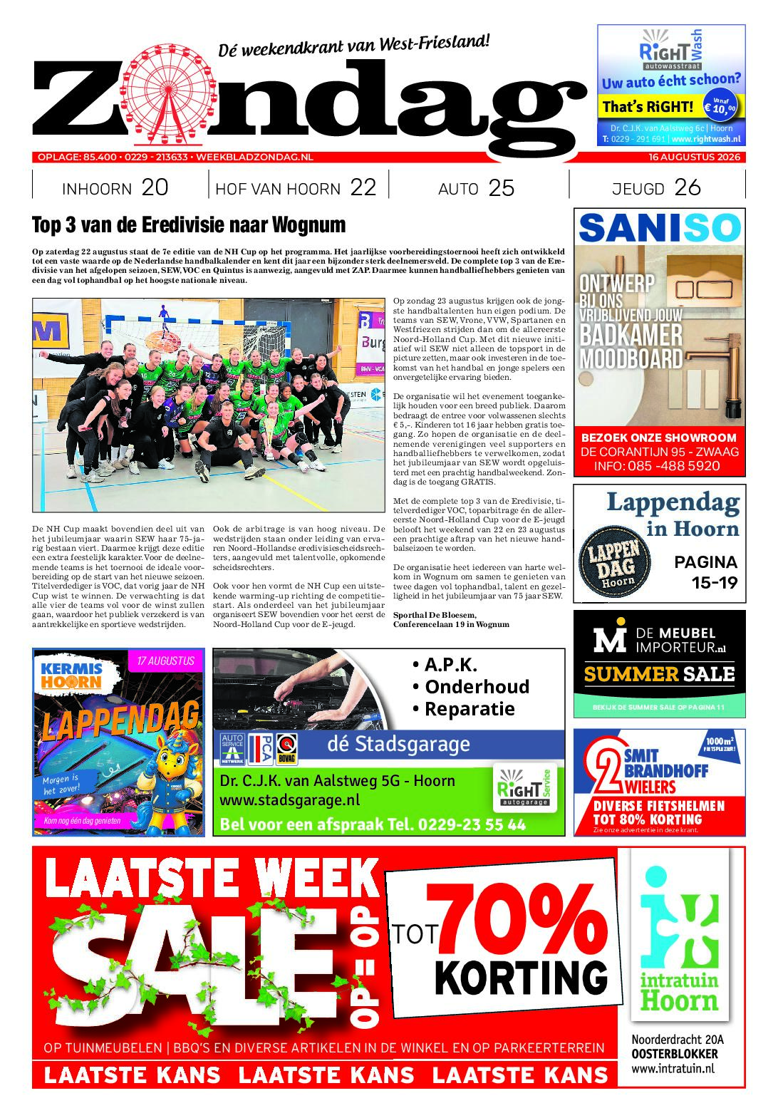 Voorpagina Lezen 16 augustus 28 pagina's