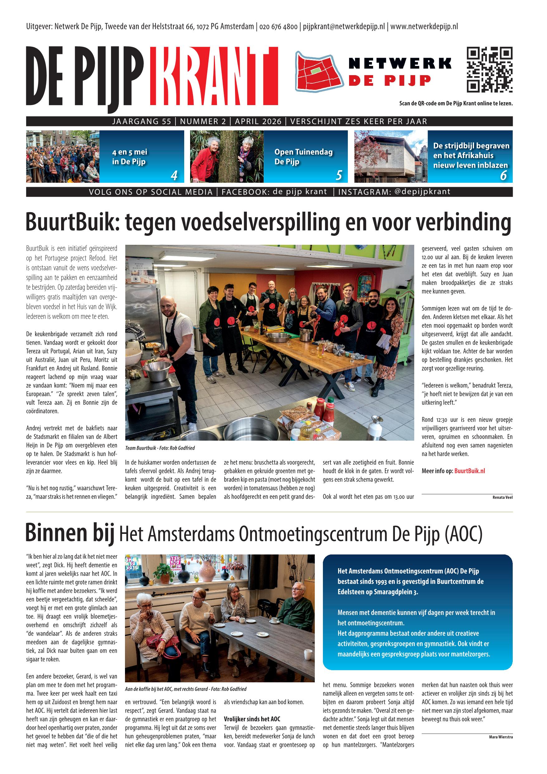 Voorpagina Pijp Krant 2026.2 Editie april Lees meer