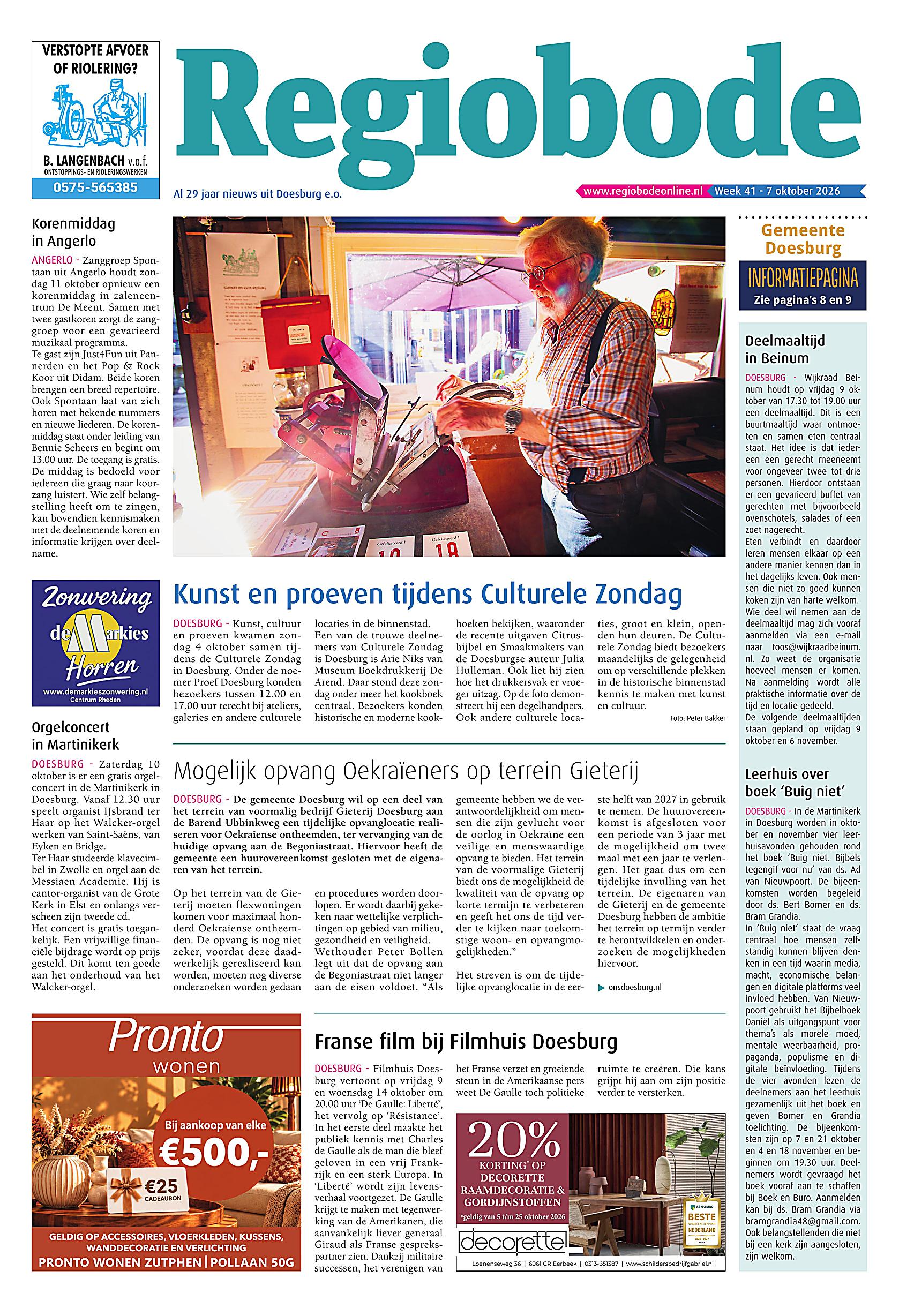 Voorpagina 7 oktober 2026 Week 41